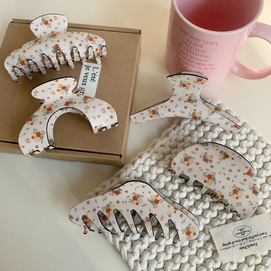 Floral Meadow Hair Claw Clip in Half-Moon