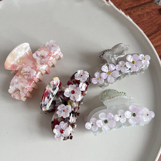 Sakura Bloom Hair Claw Clip in Frost Bloom