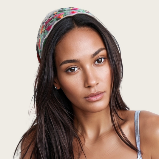 Vintage Floral Embroidered Headband in Ivory Lace