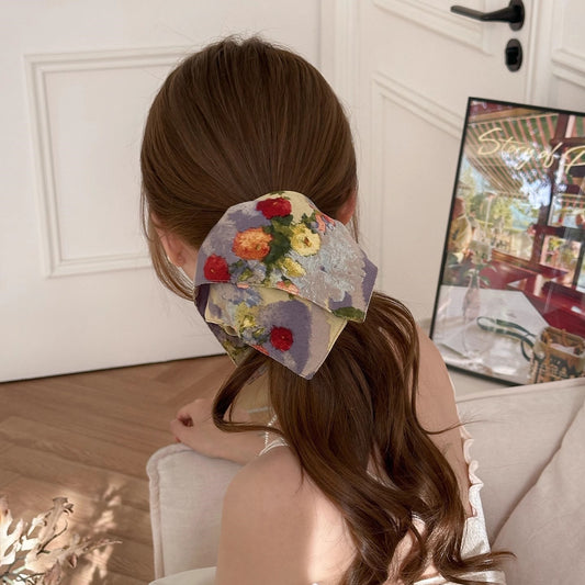 Impressionist Bloom Scarf-Tie Scrunchie