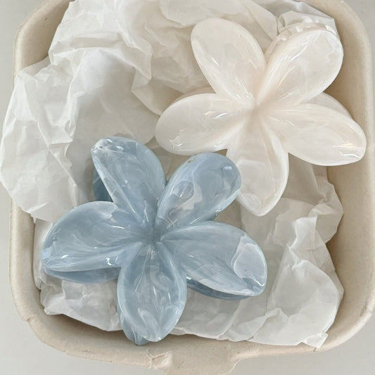 Plumeria Bloom Hair Claw Clip in Pearl White