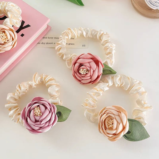 Rosette Bloom Hair Scrunchie in Sunlight Yellow