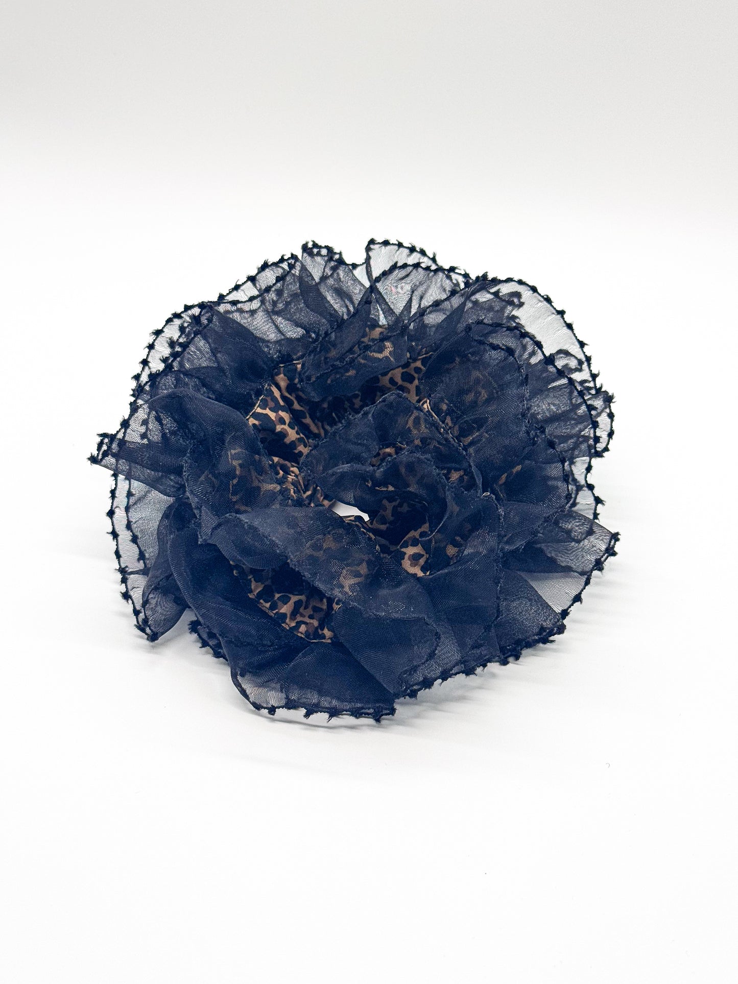 Black Swan Nocturne | Leopard Print Black Lace Scrunchie