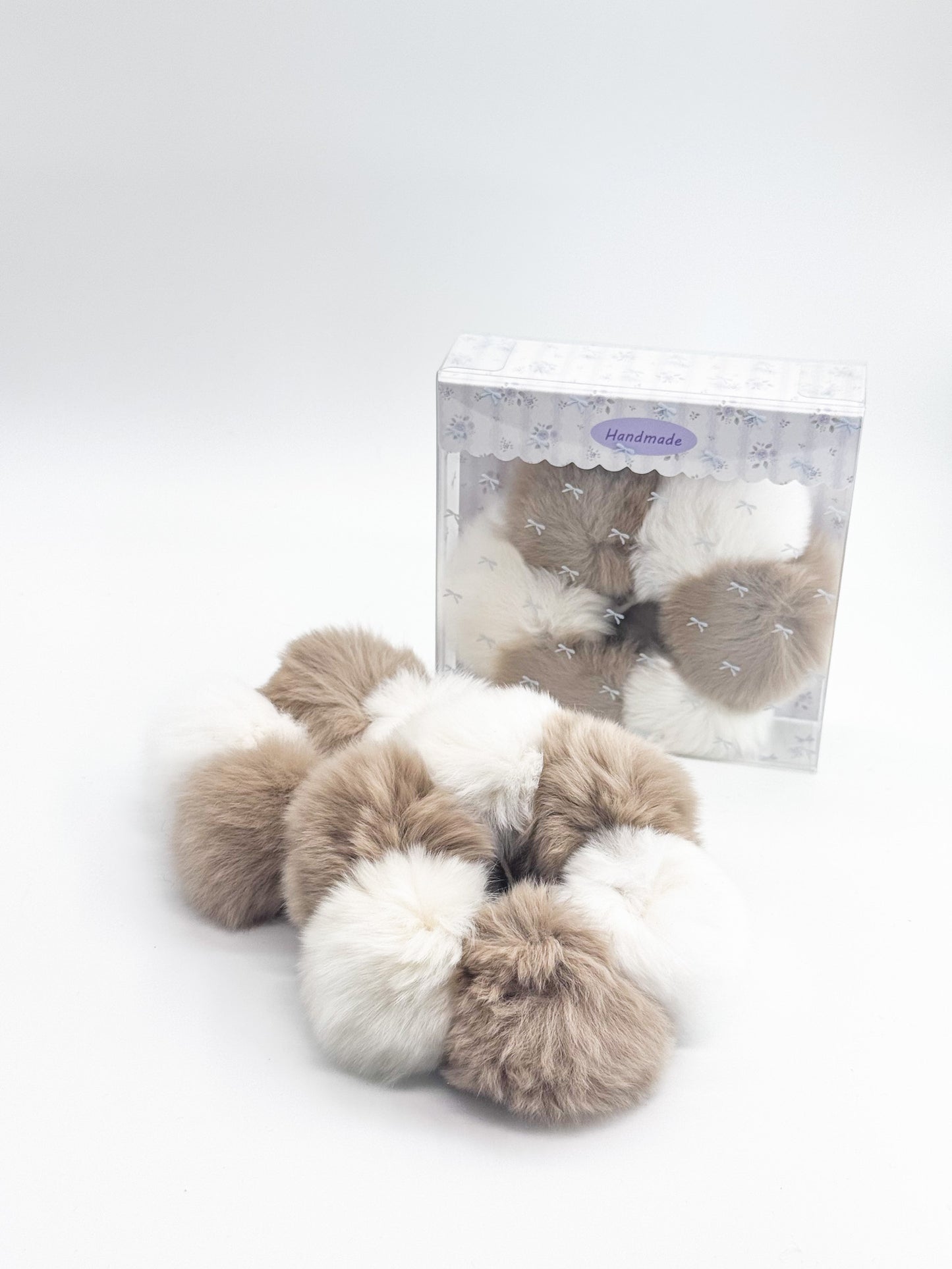 Neutral faux fur scrunchie 8cm cozy hair accessory