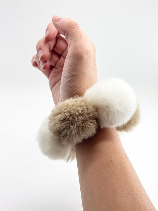 Cream Mochi | Fluffy Fur Small Scrunchie