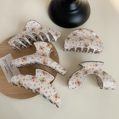 Floral Meadow Hair Claw Clip in Half-Moon
