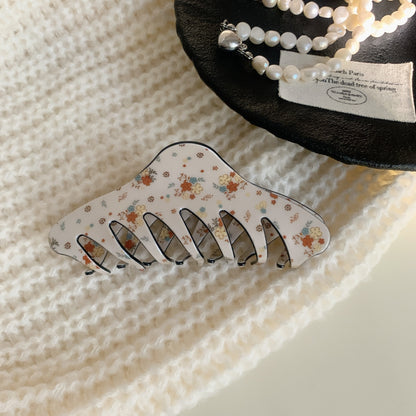 Floral Meadow Hair Claw Clip in Half-Moon