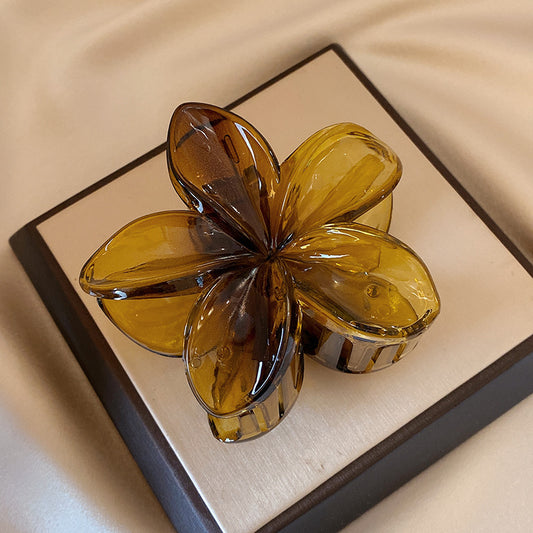 Vintage Plumeria Hair Claw Clip in Caramel