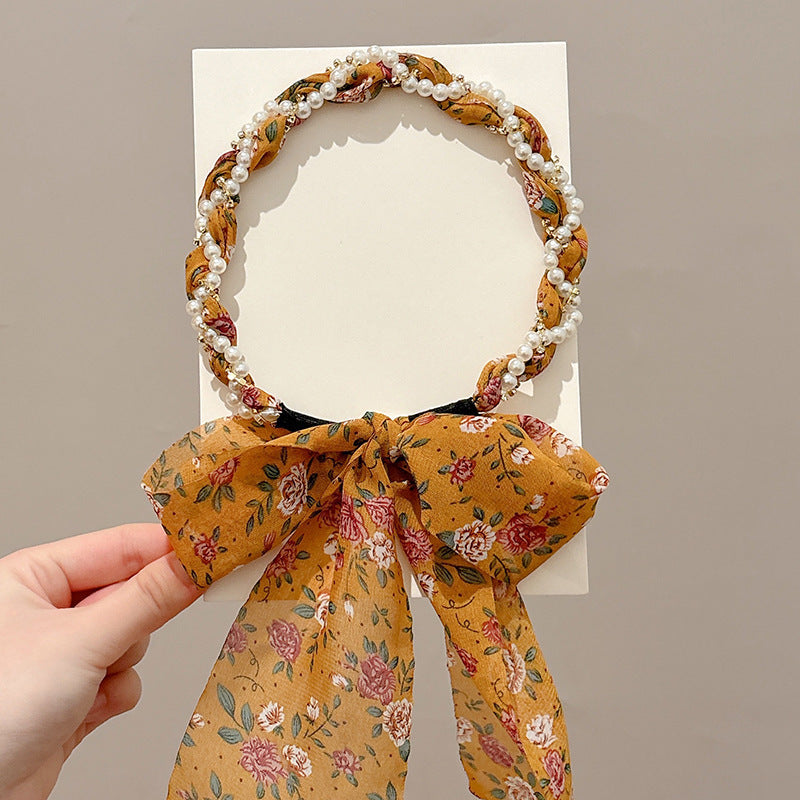 Floral Pearl Scarf Headband