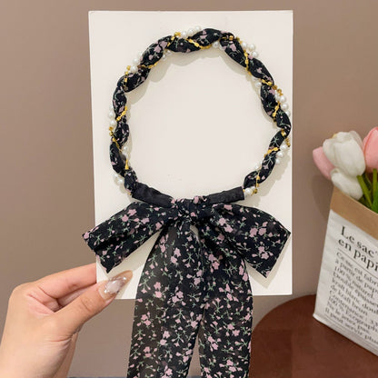 Floral Pearl Scarf Headband