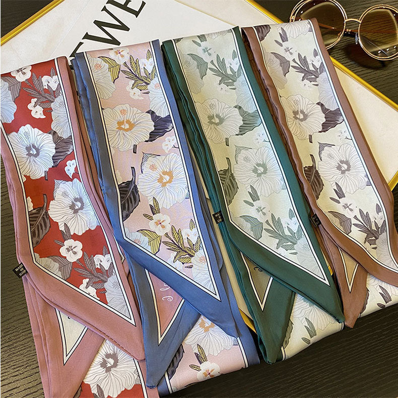 Bellflower Ribbon Scarf Headband in Milk Tea
