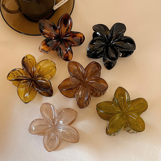 Vintage Plumeria Hair Claw Clip in Caramel