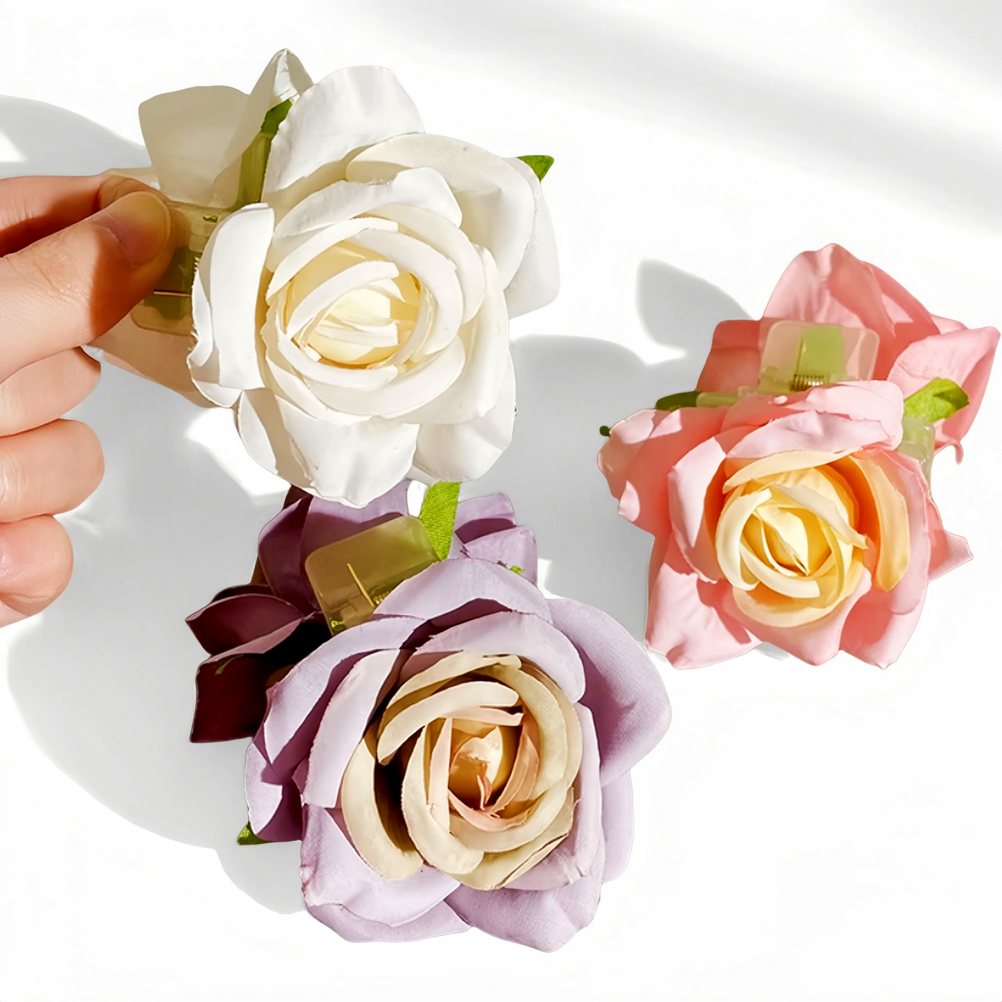 Pastel Rose Bloom Hair Claw Clip in Lavender