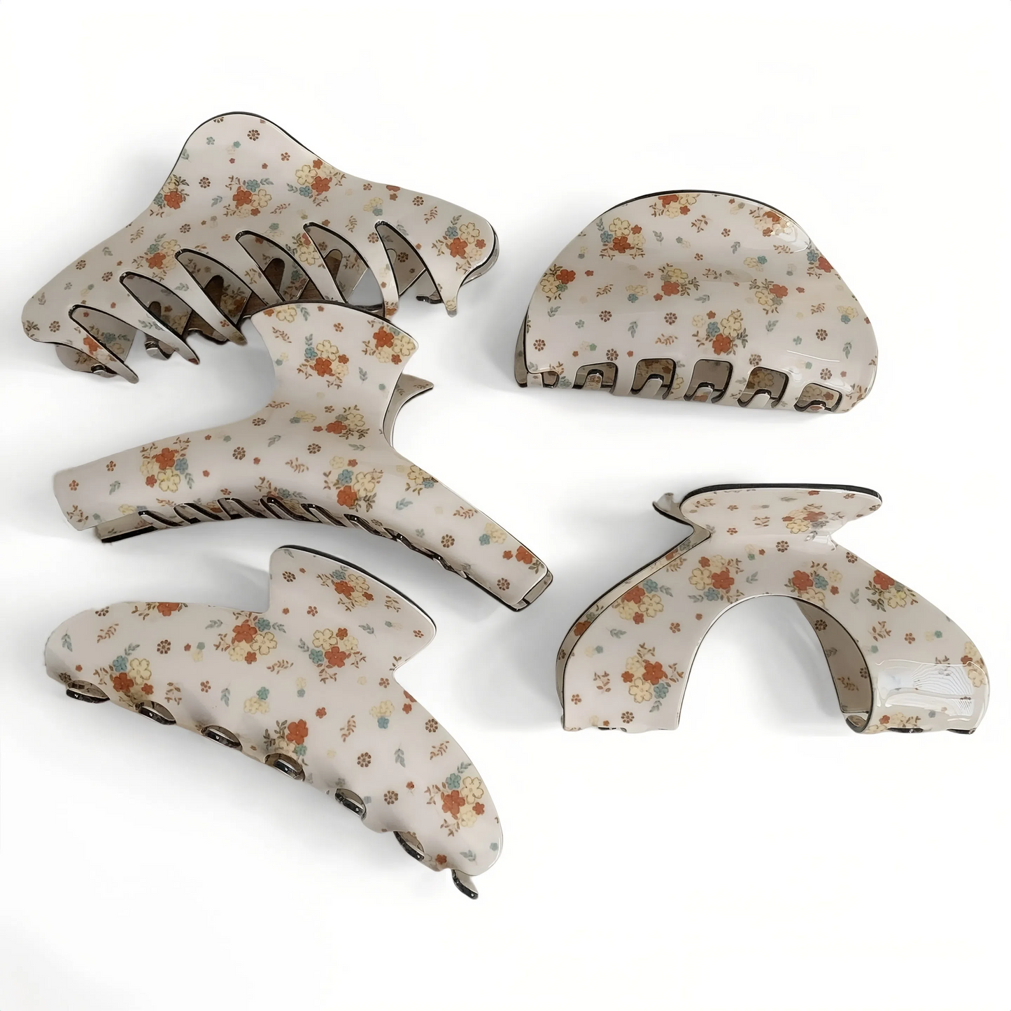 Floral Meadow Hair Claw Clip in Half-Moon