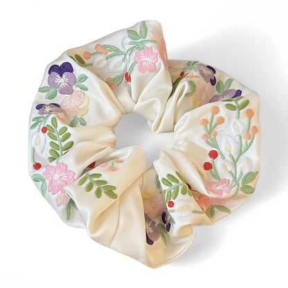 Countryside Bloom Embroidered Scrunchie
