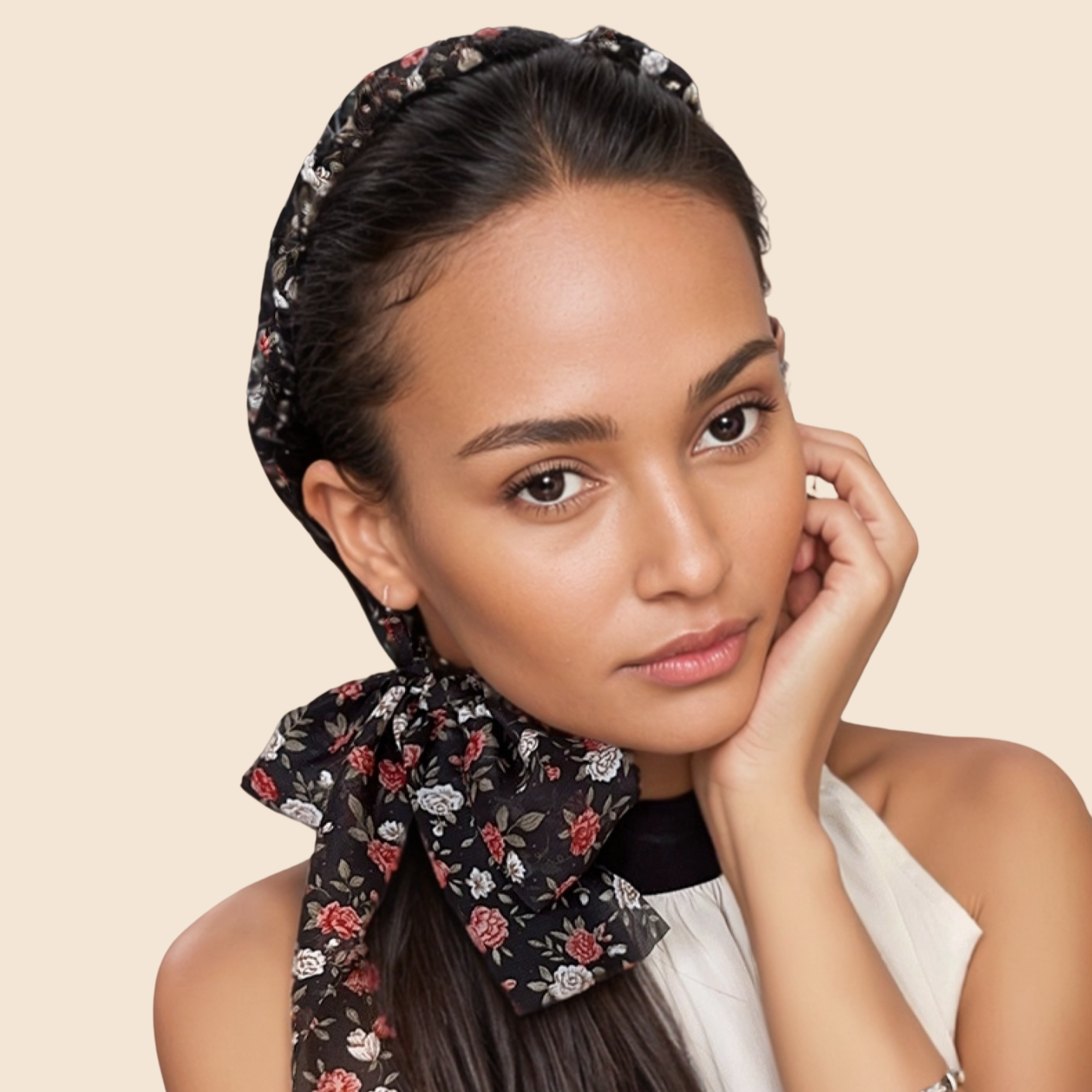 Floral Pearl Scarf Headband