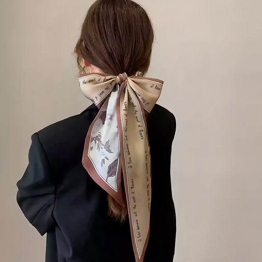 Bellflower Ribbon Scarf Headband in Milk Tea