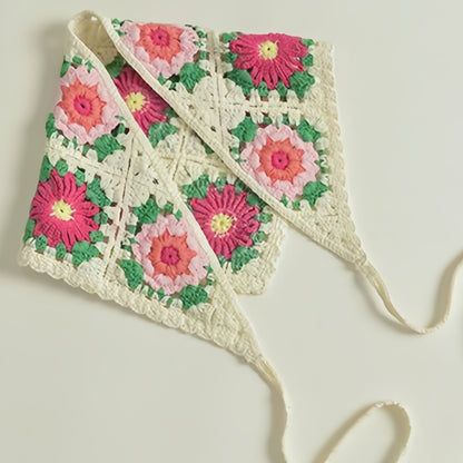 Beige Blossom Knitted Hair Scarf