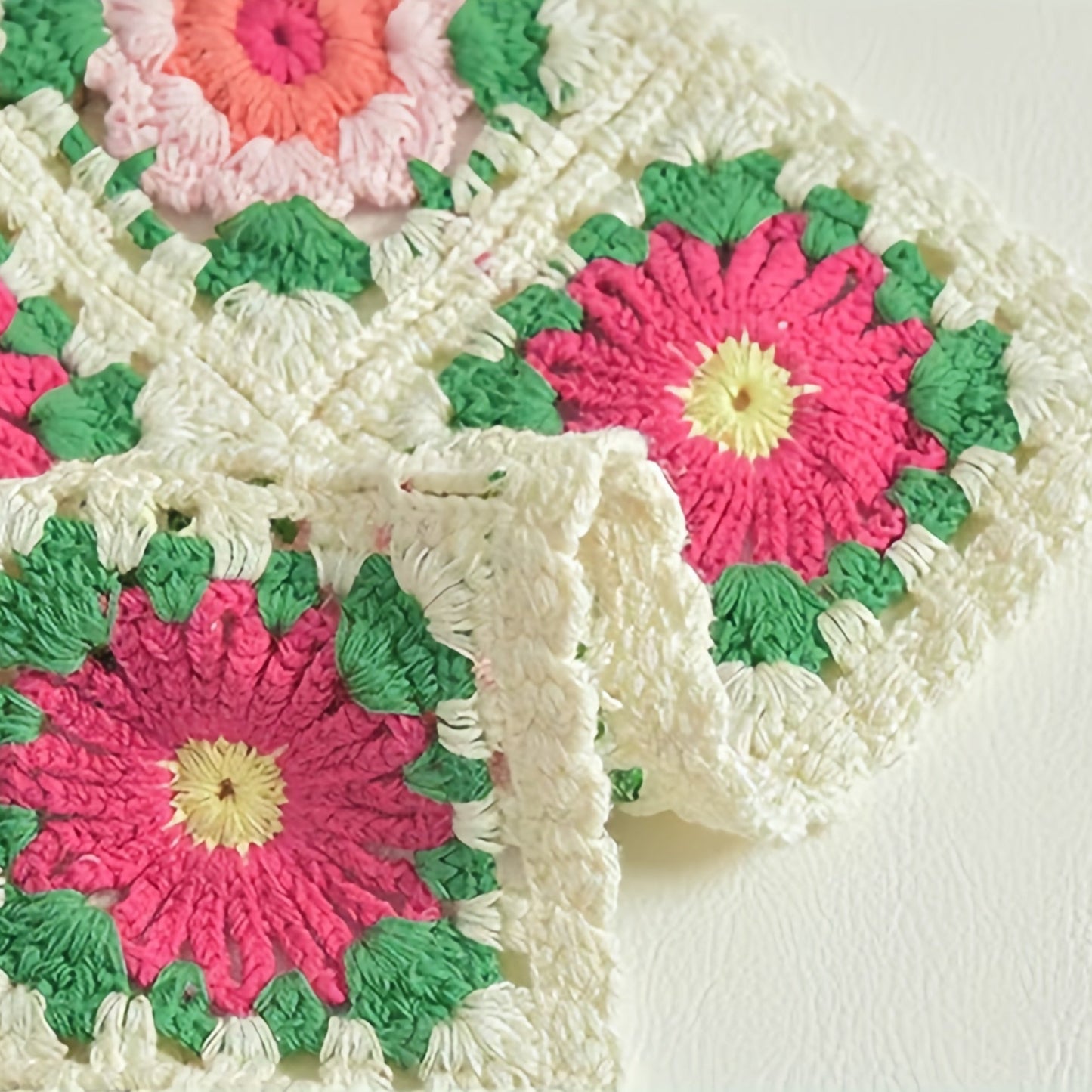 Beige Blossom Knitted Hair Scarf