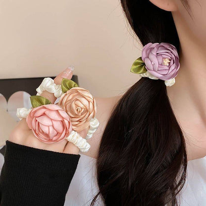 Rosette Bloom Hair Scrunchie in Violet Purple&nbsp;