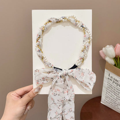 Floral Pearl Scarf Headband