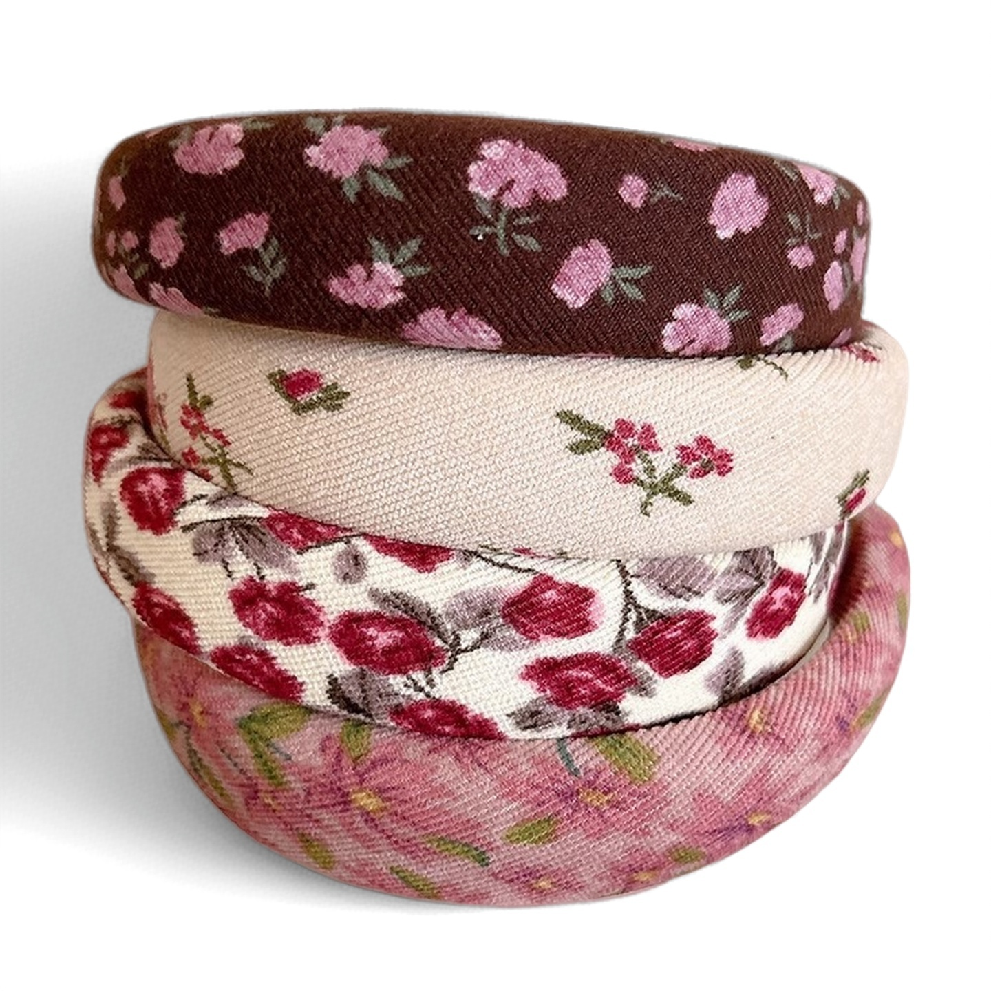 Vintage Floral Wide Headband in Red