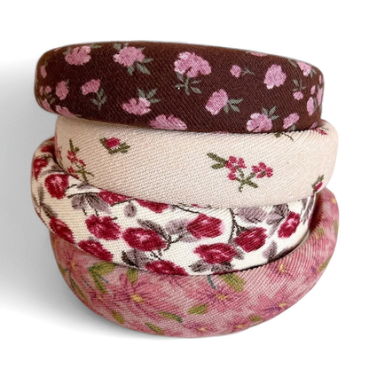 Vintage Floral Wide Headband in Red