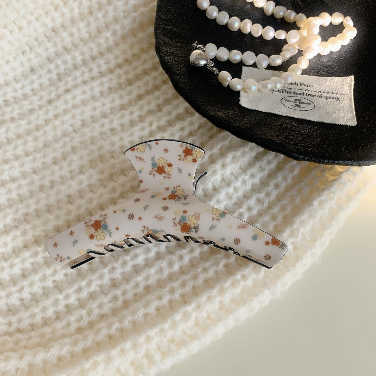 Floral Meadow Hair Claw Clip in Half-Moon