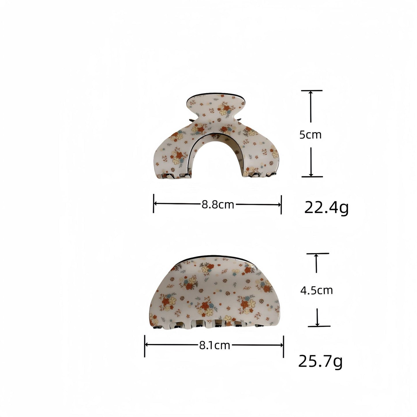 Floral Meadow Hair Claw Clip in Half-Moon