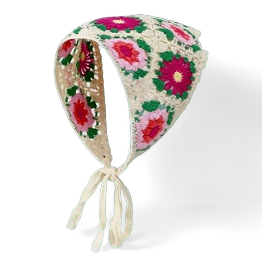 Beige Blossom Knitted Hair Scarf