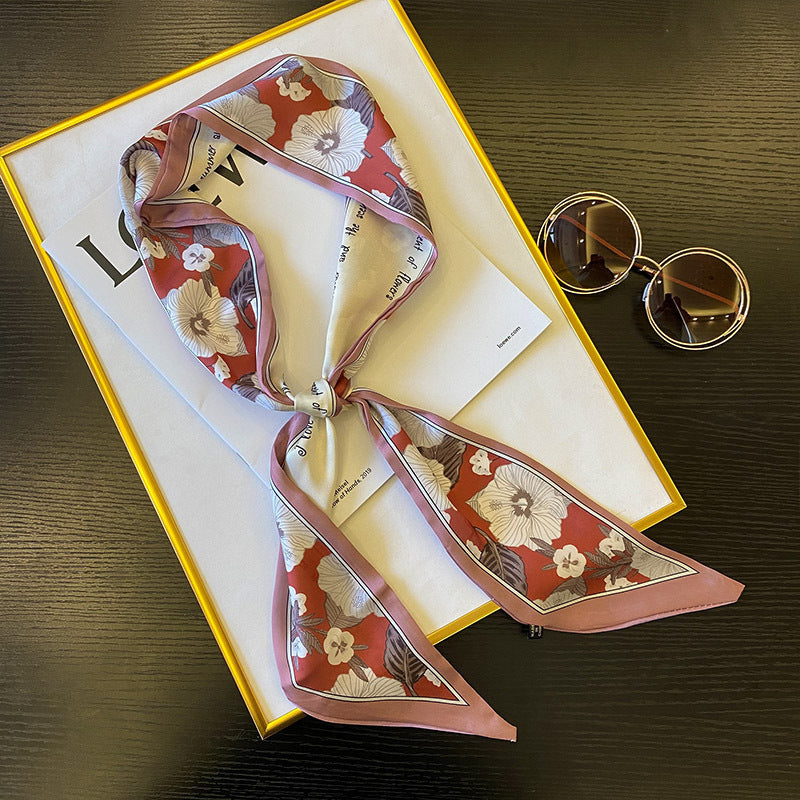 Bellflower Ribbon Scarf Headband in Milk Tea