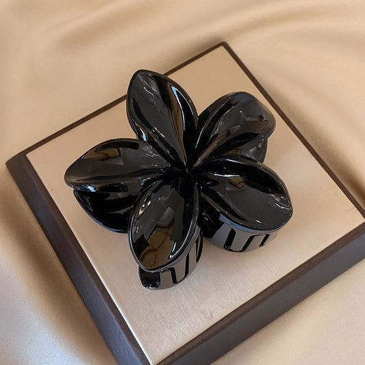 Vintage Plumeria Hair Claw Clip in Black