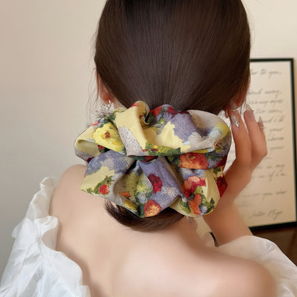 Impressionist Bloom White-Edge Scrunchie