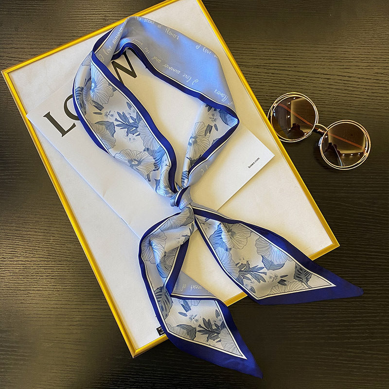 Bellflower Ribbon Scarf Headband in Milk Tea