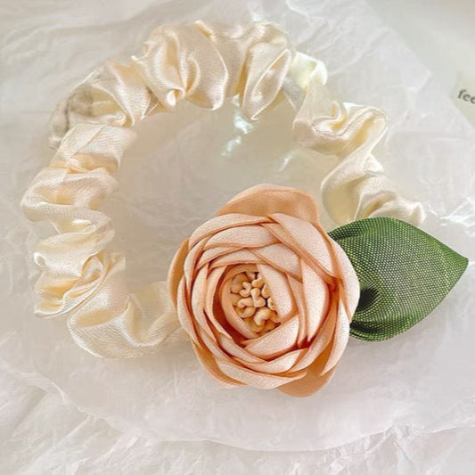 Rosette Bloom Hair Scrunchie in Sunlight Yellow