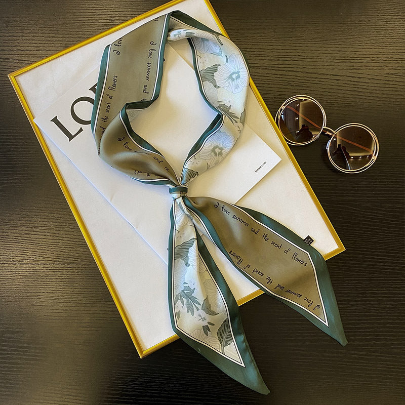 Bellflower Ribbon Scarf Headband in Milk Tea