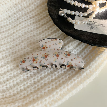 Floral Meadow Hair Claw Clip in Half-Moon