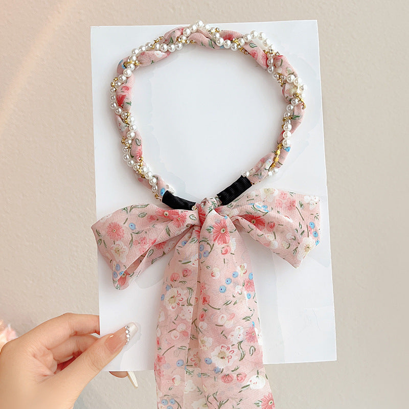 Floral Pearl Scarf Headband