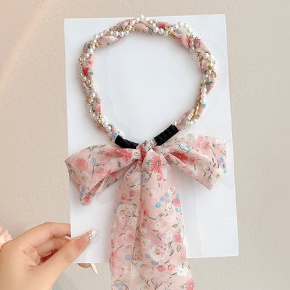 Floral Pearl Scarf Headband