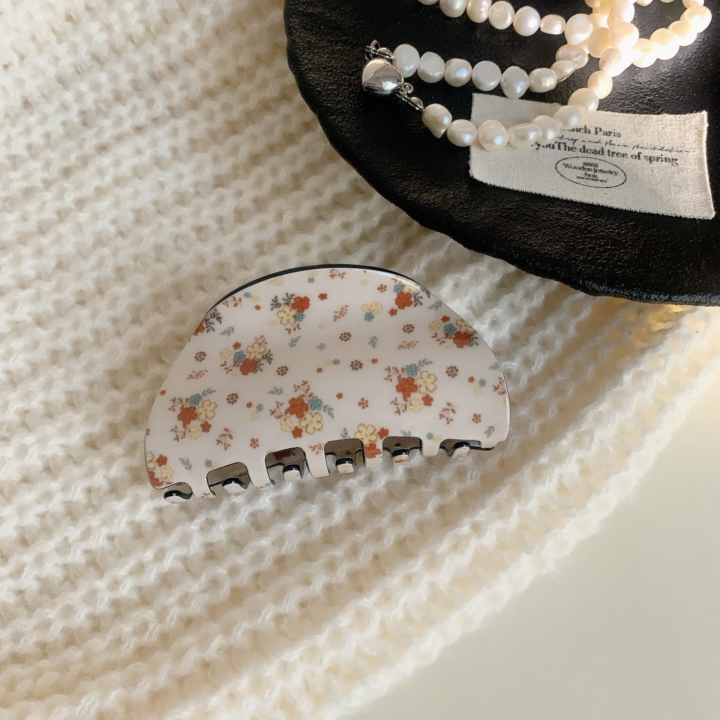 Floral Meadow Hair Claw Clip in Half-Moon