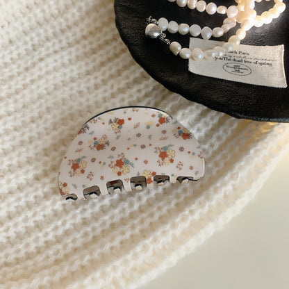 Floral Meadow Hair Claw Clip in Half-Moon