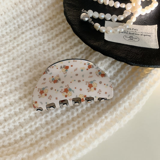 Floral Meadow Hair Claw Clip in Half-Moon