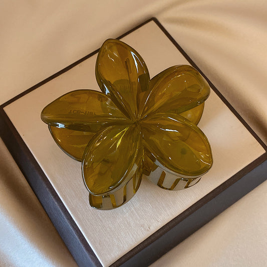 Vintage Plumeria Hair Claw Clip in Green