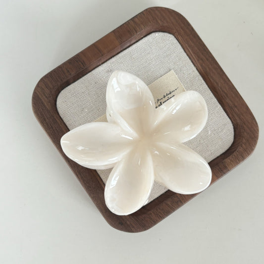 Plumeria Bloom Hair Claw Clip in Pearl White