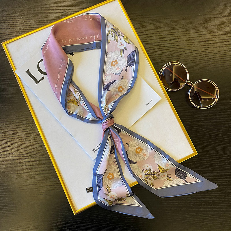 Bellflower Ribbon Scarf Headband in Milk Tea