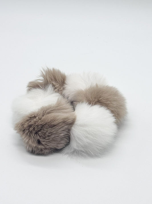 Cream Mochi mini fluffy faux fur scrunchie handmade