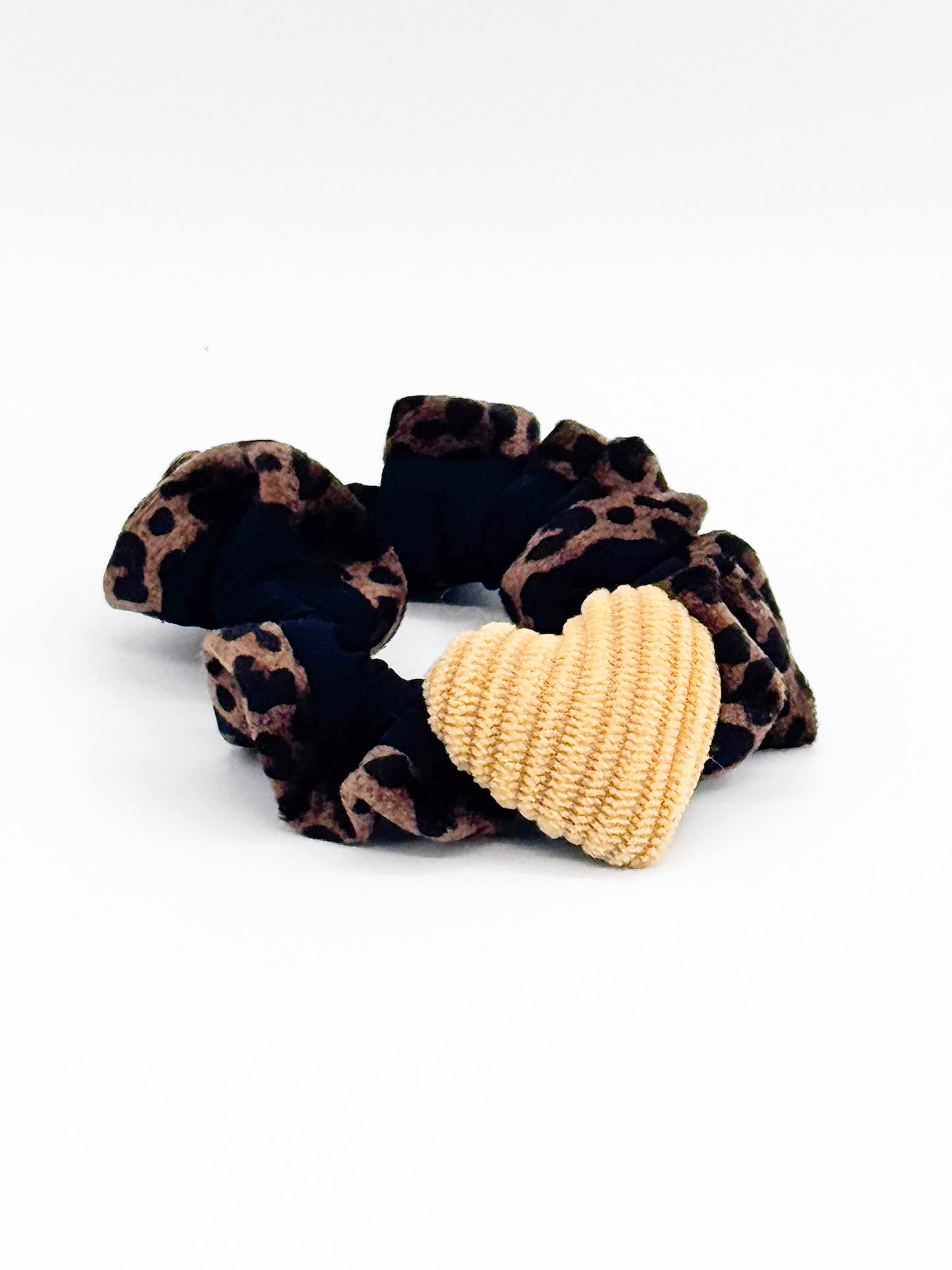 Honey Wild Heart | Leopard Print Heart Small Scrunchie