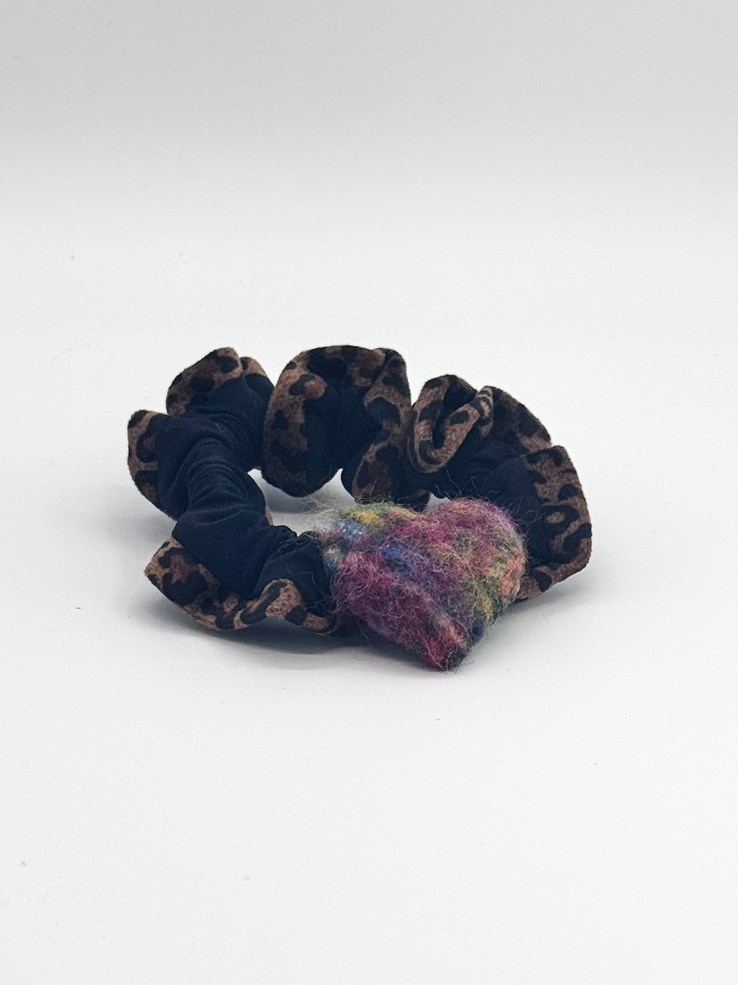 Rainbow Wild Heart | Leopard Print Heart Small Scrunchie