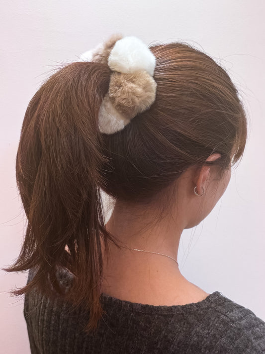 Cream Mochi | Fluffy Fur Small Scrunchie