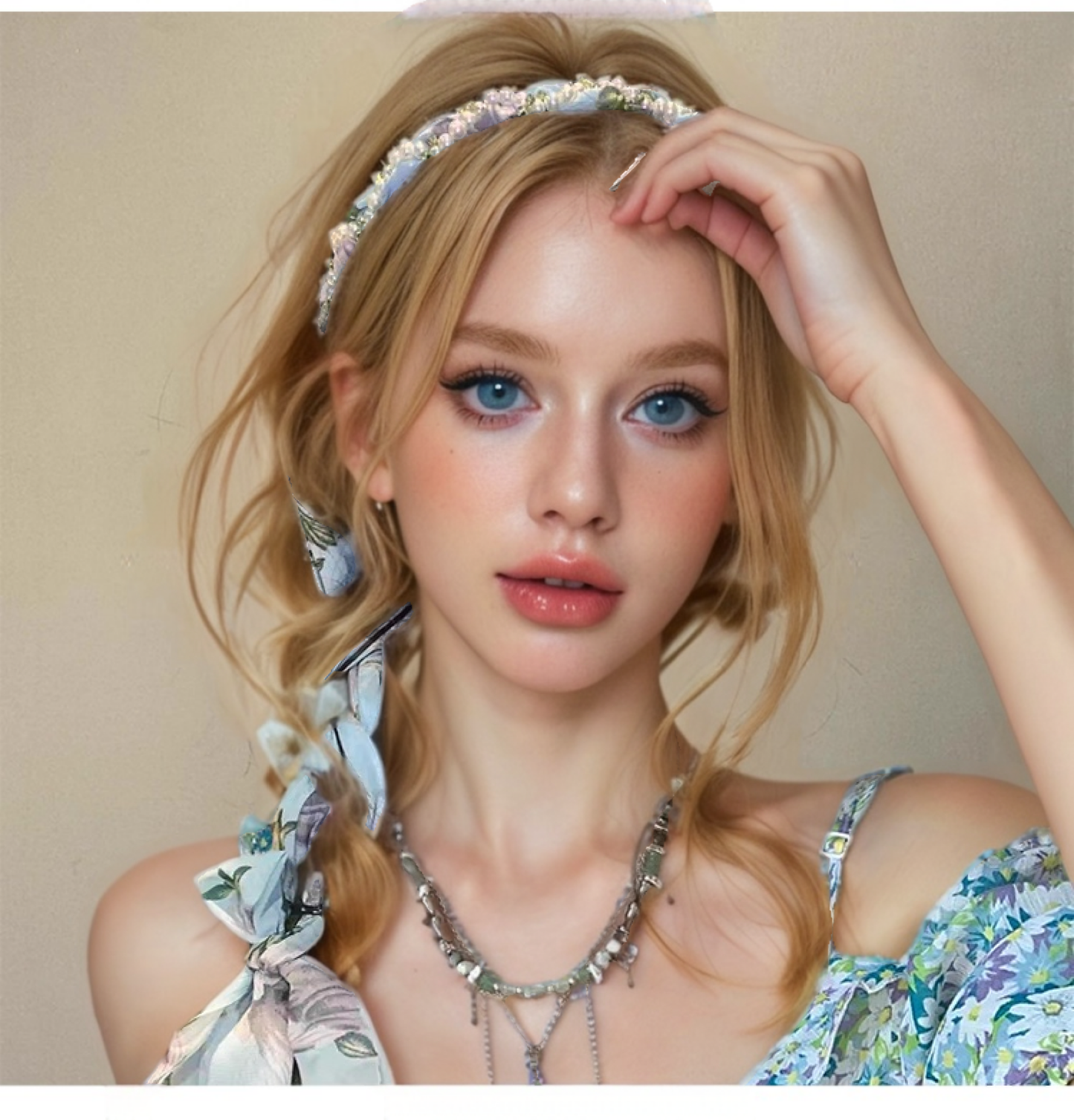 Floral Pearl Scarf Headband